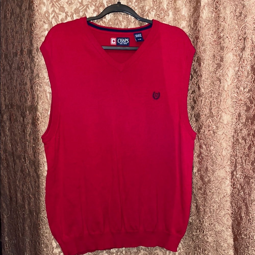 NWOT Chaps Men's Red Sweater Vest. Size Large. - Picture 1 of 6